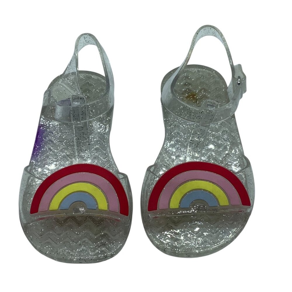 Old Navy Kids Glitter Jelly Sandals With Rainbow Design Toddler Size 7